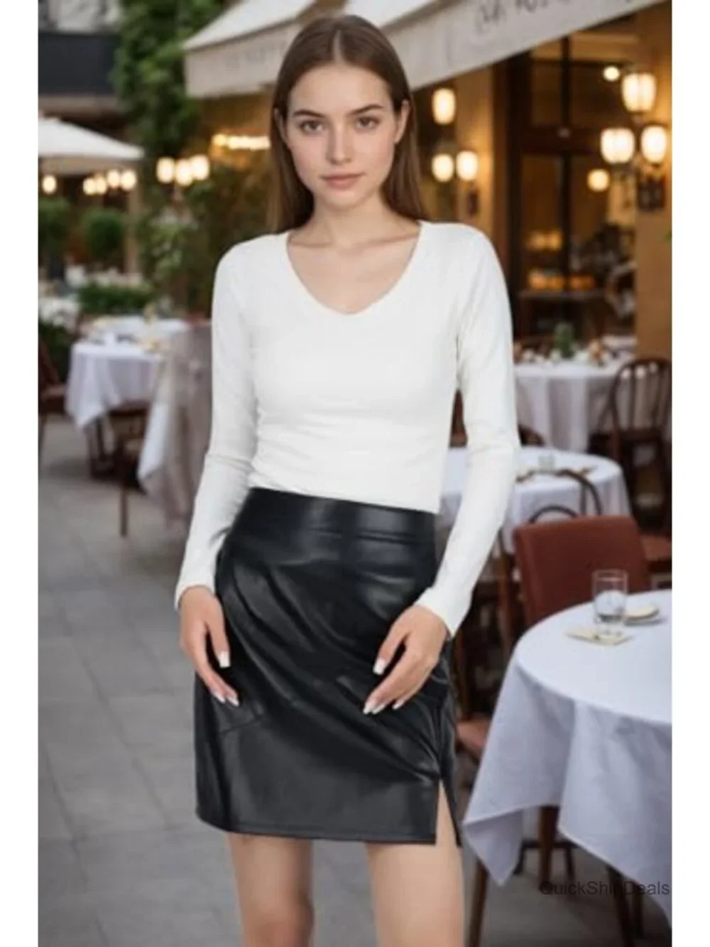 Faux Leather High Waisted Bodycon Mini Skirt with Zipper
